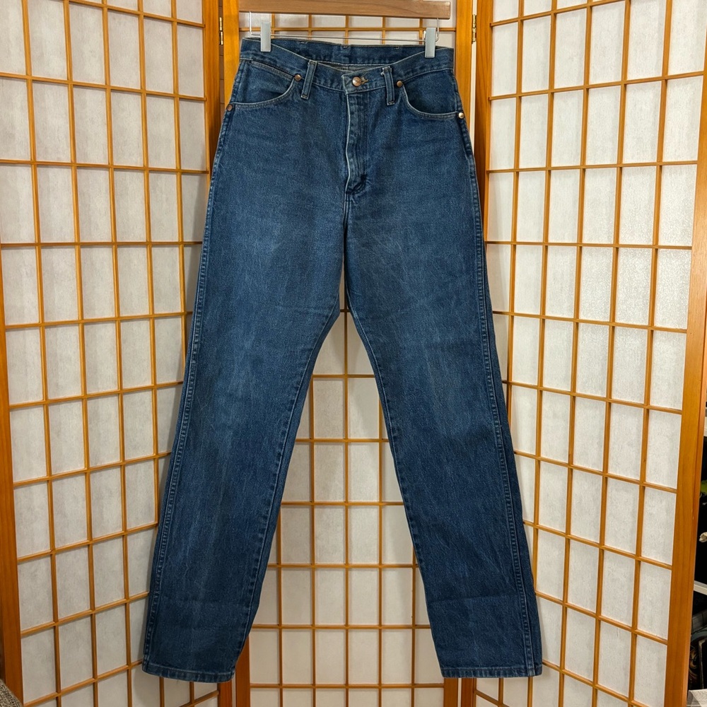• vintage retro long wranglers dark wash jeans • - Picture 5 of 12